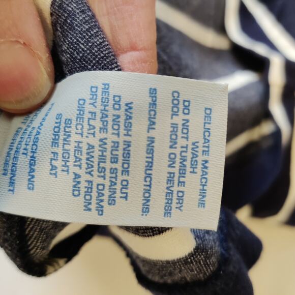 Boden Navy & White Striped Mini Skirt Size 8 Long - Picture 10 of 10